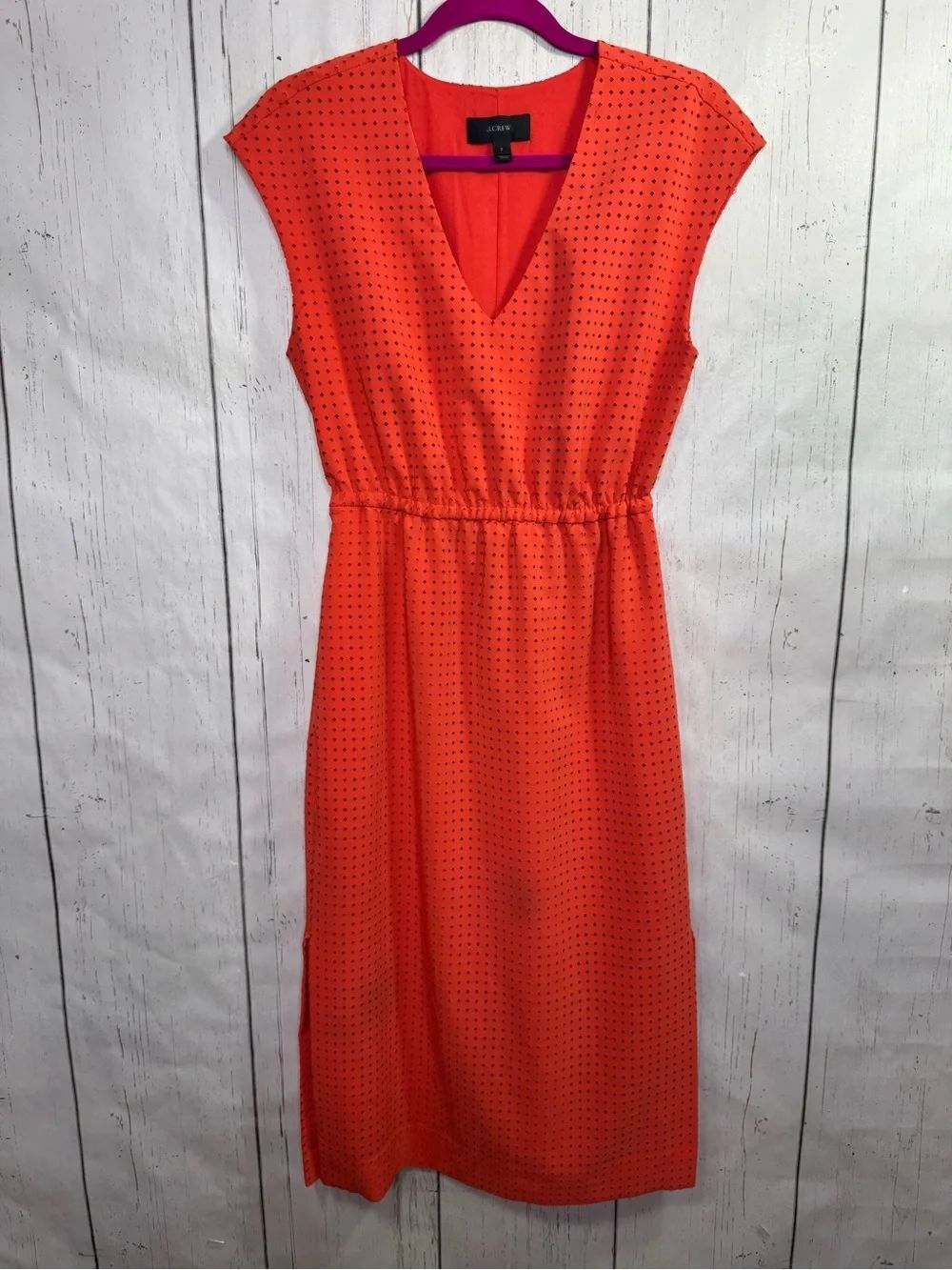 J.Crew Neon Orange Laser Cut Sheath Dress Size 2 Preppy Minimalist Vacation